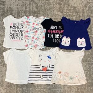 🔥4/20! Bundle of 7 girls short sleeve shirts. Size 12- 18 months
